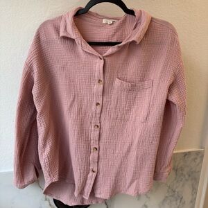 Dusty Rose Textured Button-Up Shirt
